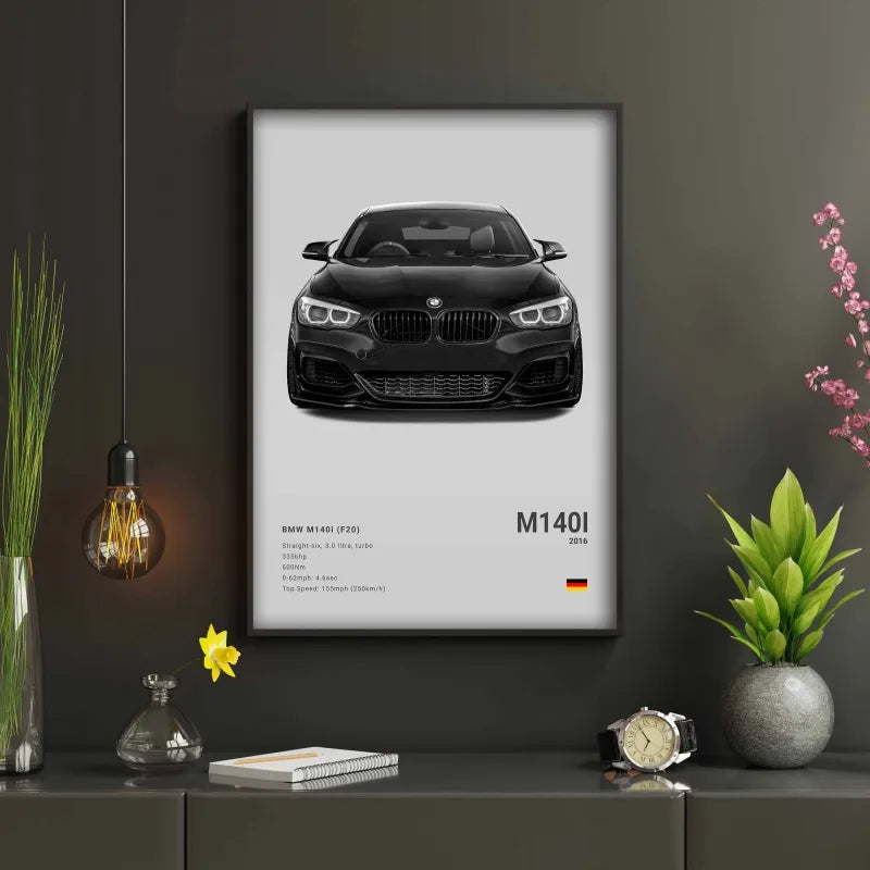 Pop Black And White Poster Wall Art Luxury Supercar F80 M3 M140 GTR HD