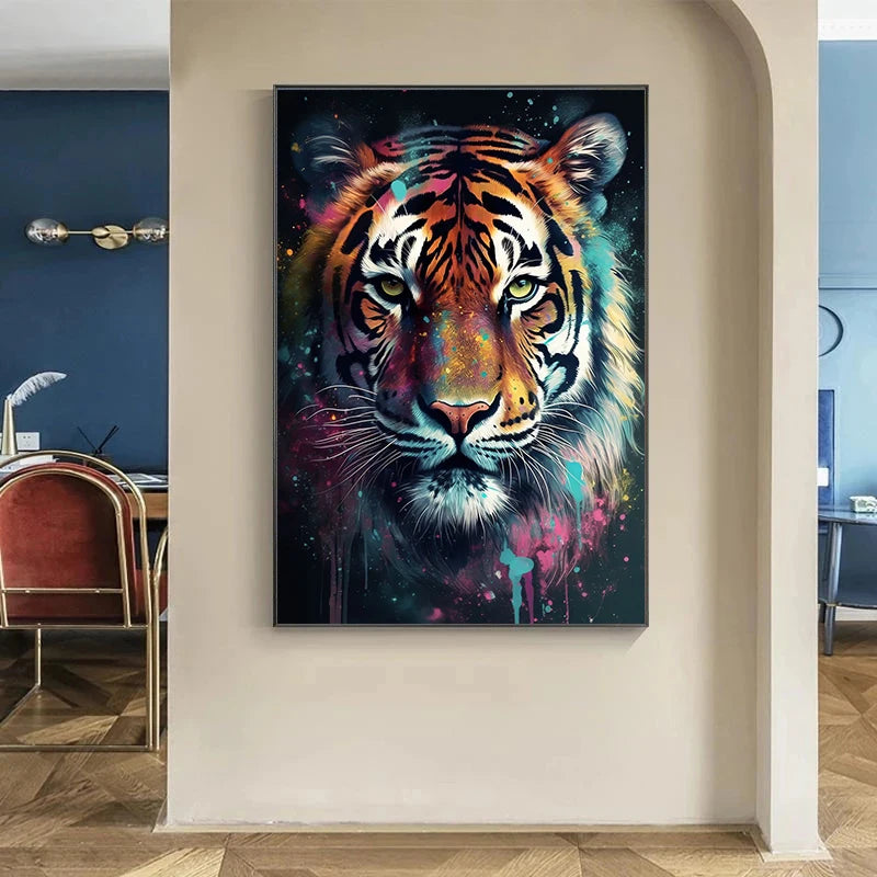 Lion Tiger Animal Portrait Poster Monkey Giraffe Canvas Painting