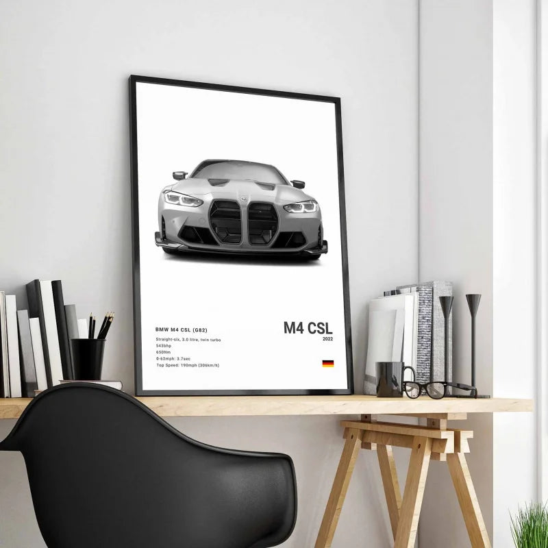 Pop Black And White Poster Wall Art Luxury Supercar F80 M3 M140 GTR HD